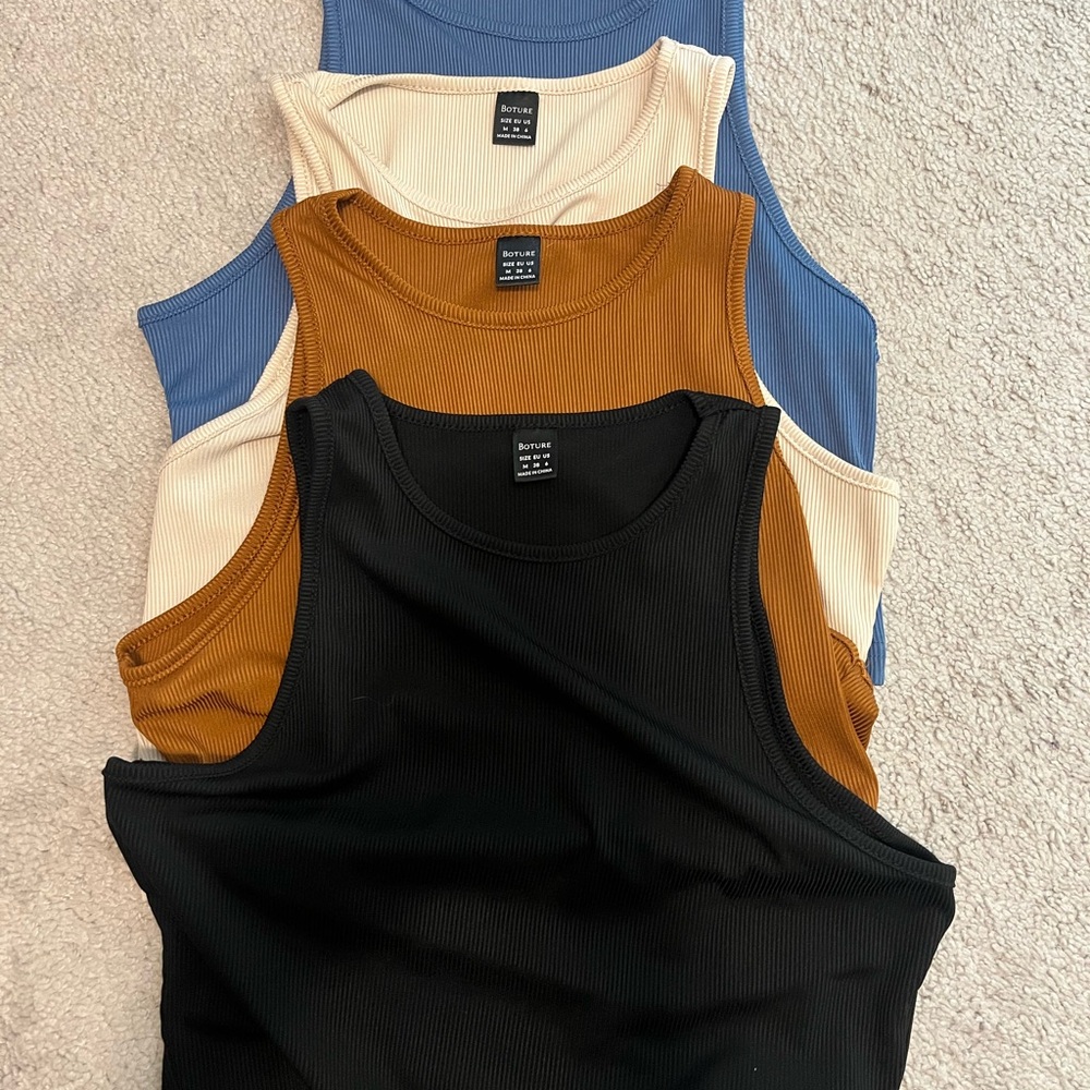 Ribbed Tank Top Collection - Black, Brown, Cream, Blue Cropped